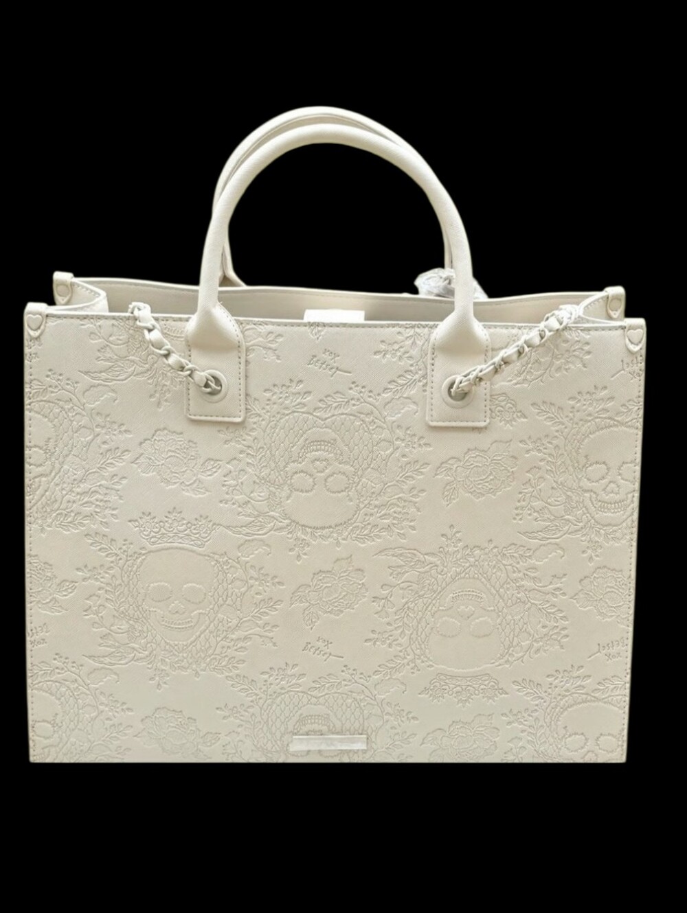 Betsey Johnson Cream Skull Tote New Tags - Picture 2 of 5